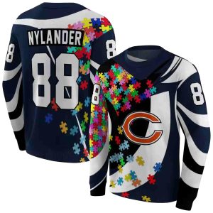Personalized Chicago Bears Puzzle Pieces Blue AOP Sweatshirt