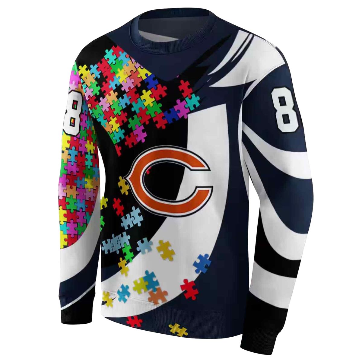 Personalized-Chicago-Bears-Puzzle-Pieces-Blue-AOP-Sweatshirt-2