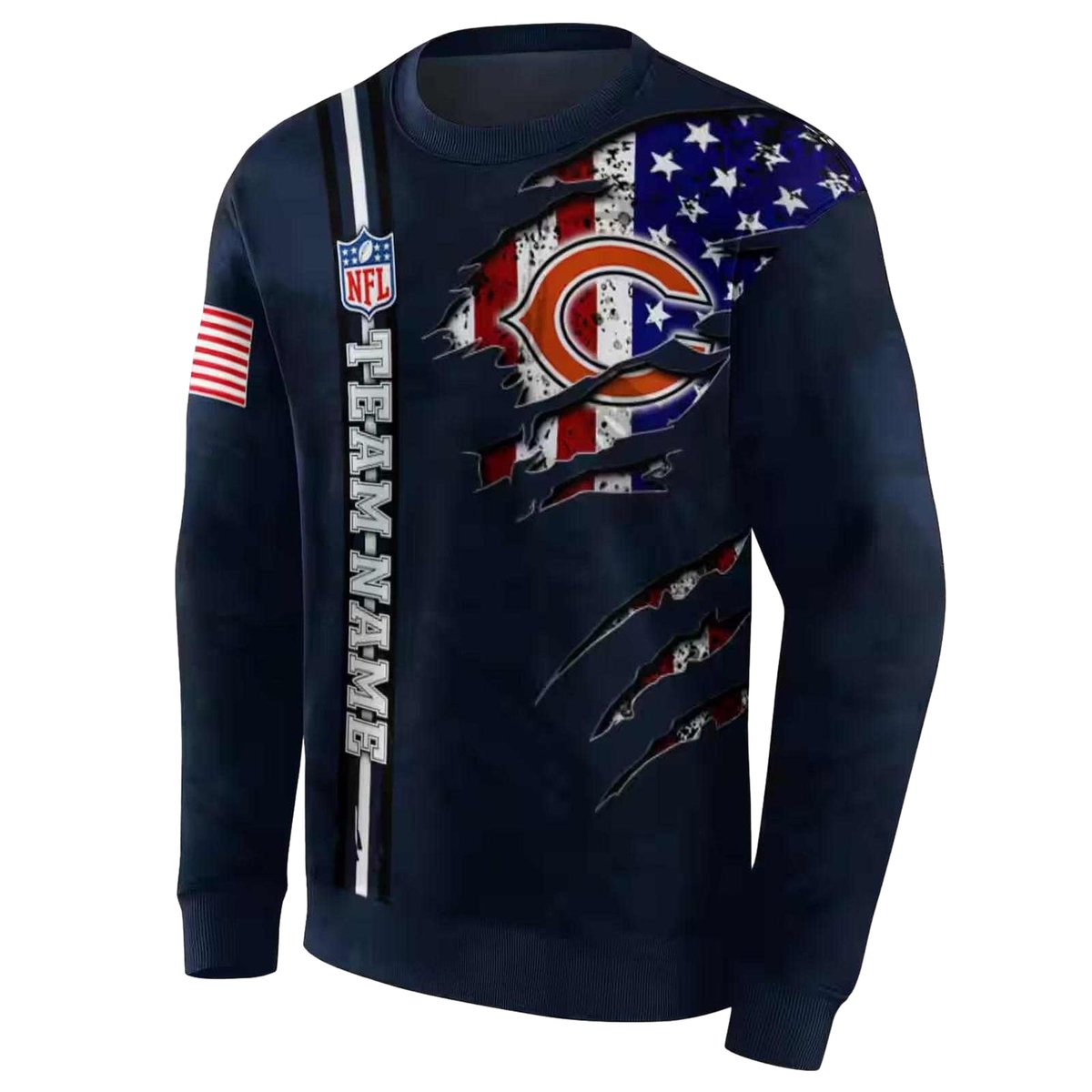 Personalized-Chicago-Bears-Ripped-Flag-Blue-AOP-Sweatshirt-2
