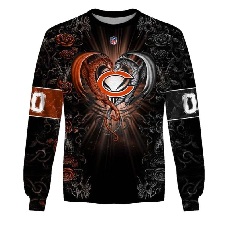 Personalized Chicago Bears Rose Dragon Aop Sweatshirt 1