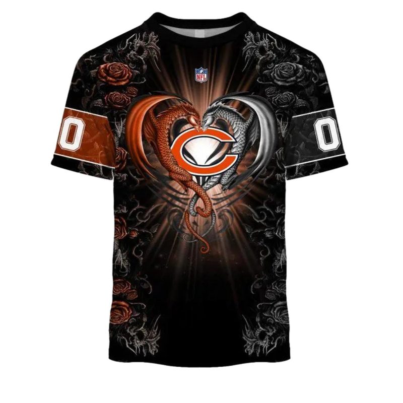 Personalized Chicago Bears Rose Dragon Aop T Shirt 1
