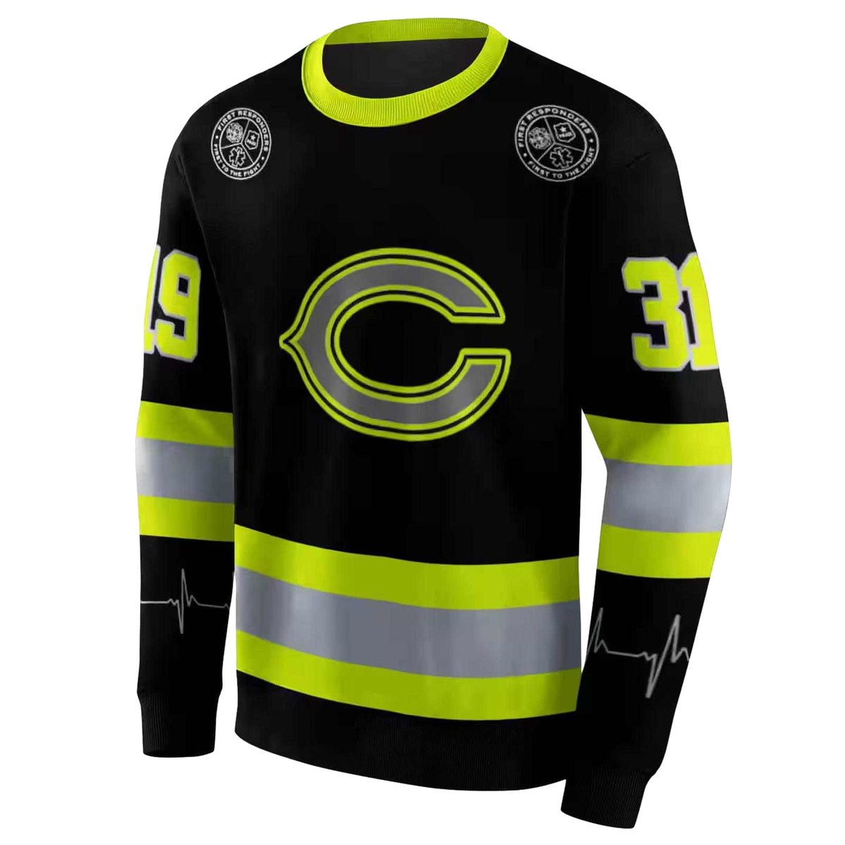 Personalized-Chicago-Bears-Safety-Motif-Black-Neon-Green-AOP-Sweatshirt-2