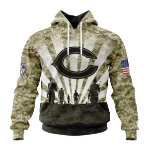 Personalized Chicago Bears Salute To Service Honor Veterans AOP Hoodie