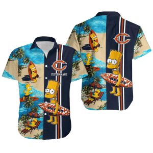 Personalized Chicago Bears Simpsons Surfing Funny Hawaiian Shirt