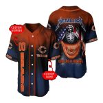 Personalized Chicago Bears Skeleton And US Flag Baseball Jersey