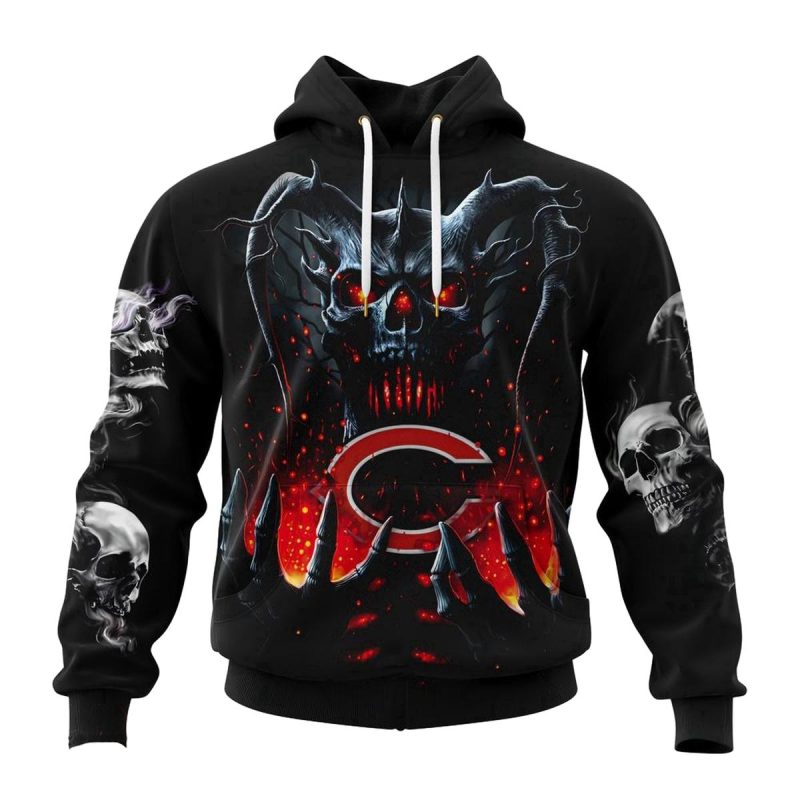 Personalized Chicago Bears Skull Black Aop Hoodie 1