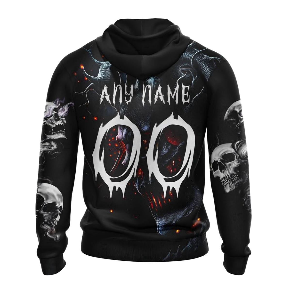 Personalized-Chicago-Bears-Skull-Black-AOP-Hoodie-2