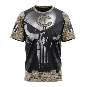 Personalized Chicago Bears Skull Camo Veteran AOP T Shirt