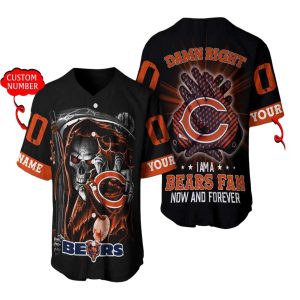 Personalized Chicago Bears Skull Damn Right Baseball Jersey