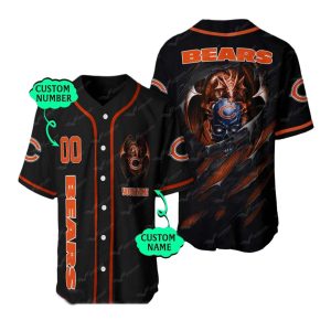 Personalized Chicago Bears Skull Halloween Baseball Jersey