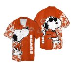 Personalized Chicago Bears Snoopy Floral Orange Pattern Hawaiian Shirt