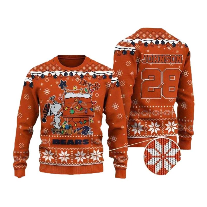 Personalized Chicago Bears Snoopy Holiday 2025 Gift Ugly Sweater 1