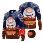 Personalized Chicago Bears Snowy Village Night Ugly Sweater