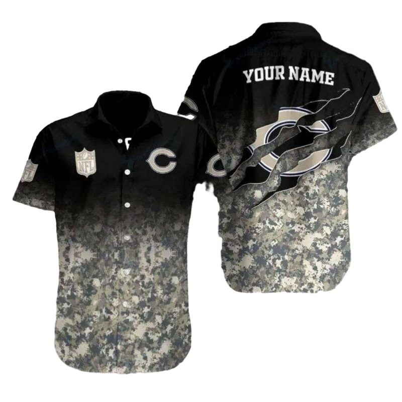 Personalized Chicago Bears Stealthy Pride Camouflage Hawaiian Shirt 1