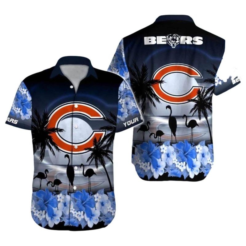 Personalized Chicago Bears Sunset Beach Palm Tree Hawaiian Shirt 1