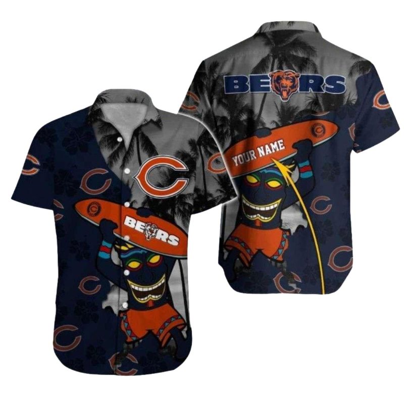 Personalized Chicago Bears Tropical Night Party Hawaiian Shirt 1