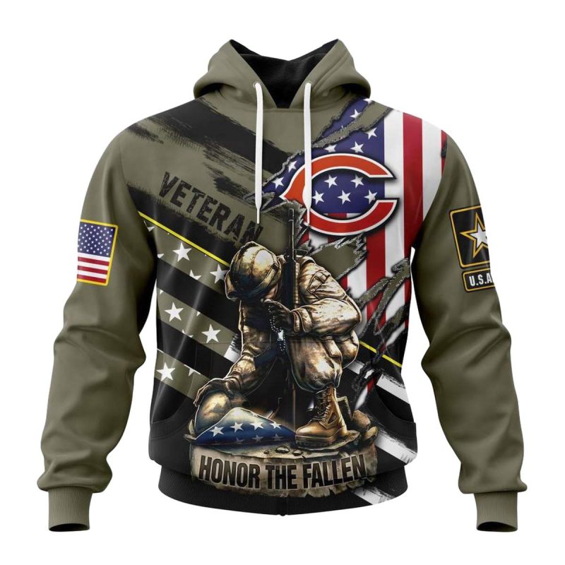 Personalized Chicago Bears Veterans Honor The Fallen Aop Hoodie 1