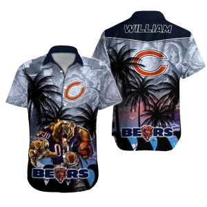 Personalized Chicago Bears WZith Fierce Football Bear Hawaiian Shirt