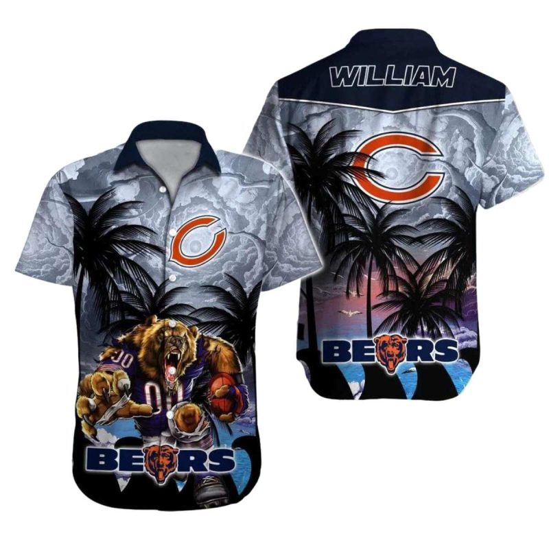 Personalized Chicago Bears Wzith Fierce Football Bear Hawaiian Shirt 1