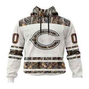 Personalized Chicago Bears White Camo Hunting AOP Hoodie