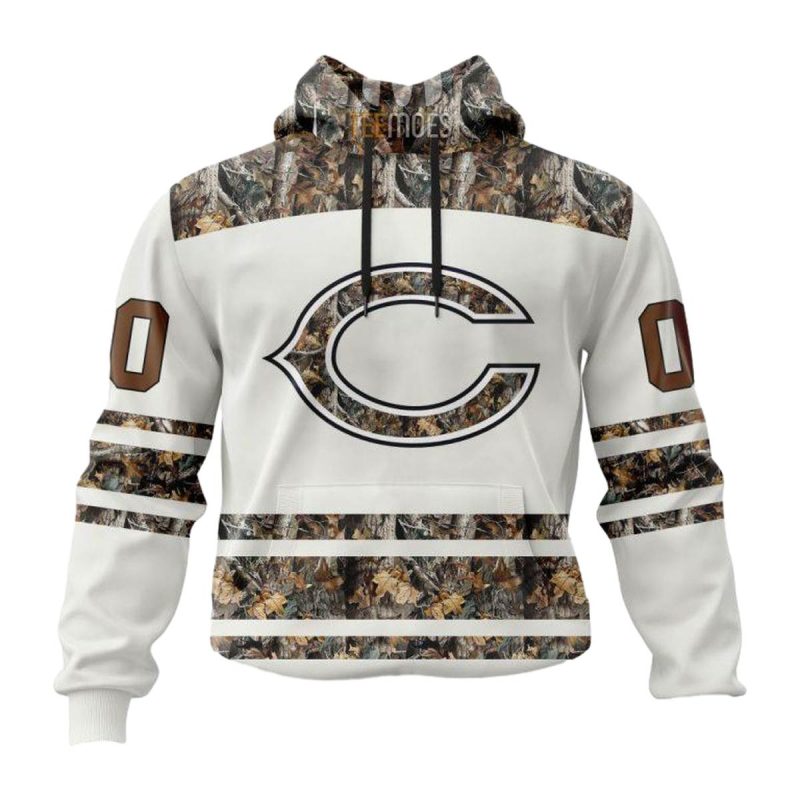 Personalized Chicago Bears White Camo Hunting Aop Hoodie 1