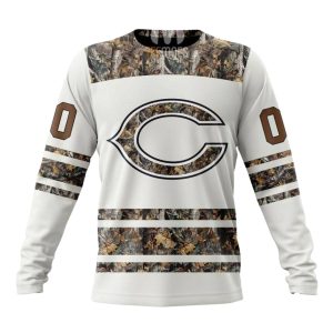 Personalized Chicago Bears White Camo Hunting AOP Sweatshirt