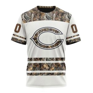 Personalized Chicago Bears White Camo Hunting AOP T Shirt