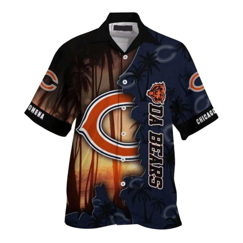 Personalized Chicago Bears With Sunset Design Hawaiian Shirt 1