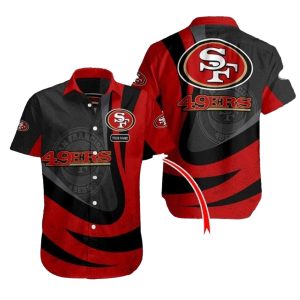 Personalized Classic 49ers Red And Black Striped Fan Essential Hawaiian Shirt