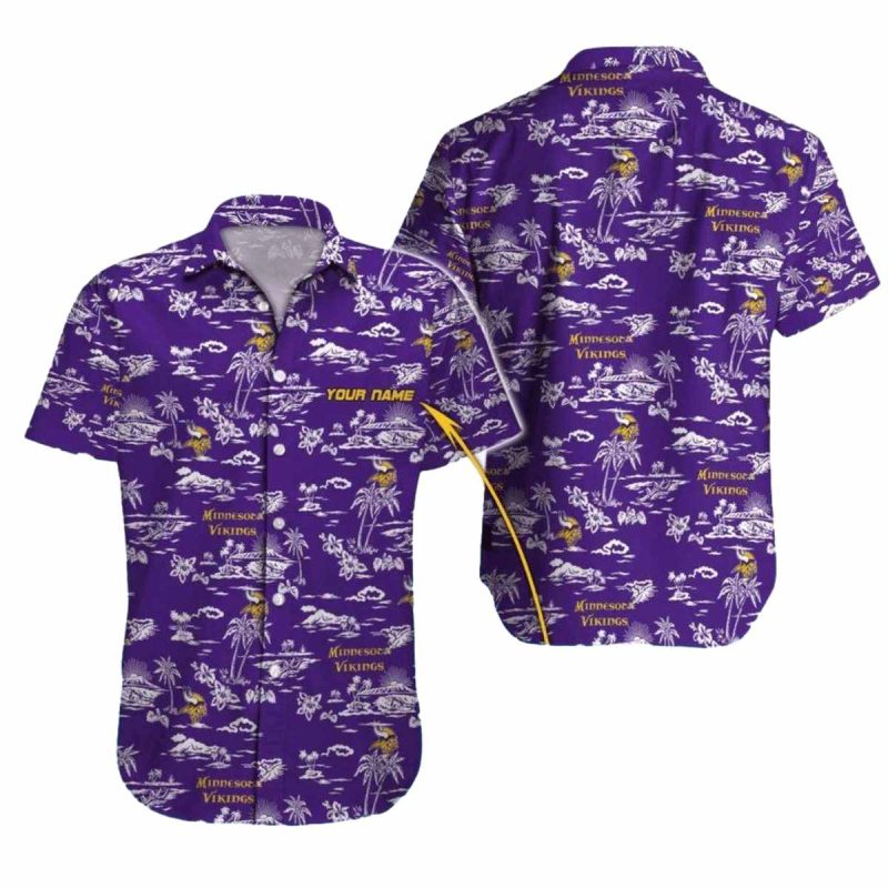 Personalized Classic Purple Island Scene Minnesota Vikings Hawaiian Shirt 1