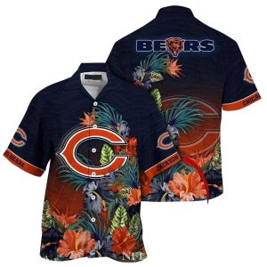 Personalized Classic Tropical Chicago Bears Mens Floral Midnight Elegance Hawaiian Shirt