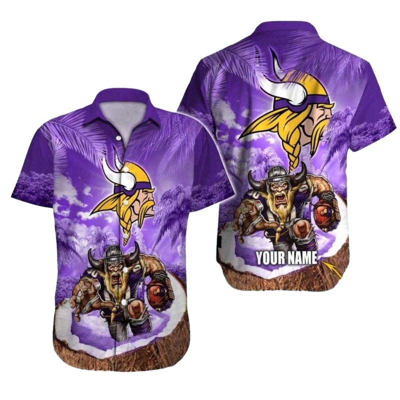 Personalized Coconut And Viking Warrior Minnesota Vikings Hawaiian Shirt 1