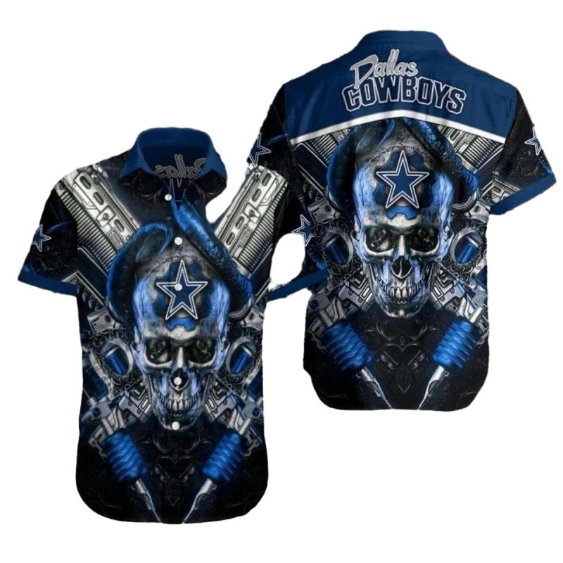 Personalized Cool Cyber Dallas Cowboys Skull Hawaiian Shirt 1