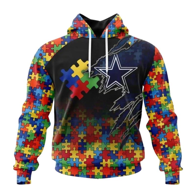 Personalized Dallas Cowboys Autism Awareness Aop Hoodie 1