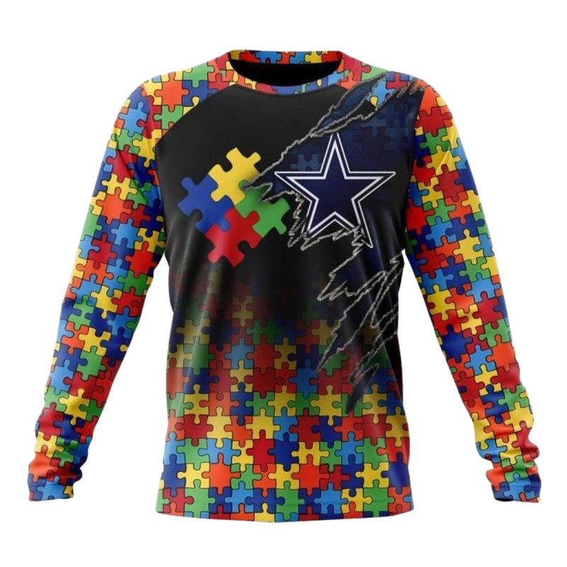 Personalized Dallas Cowboys Autism Awareness Aop Sweatshirt 1