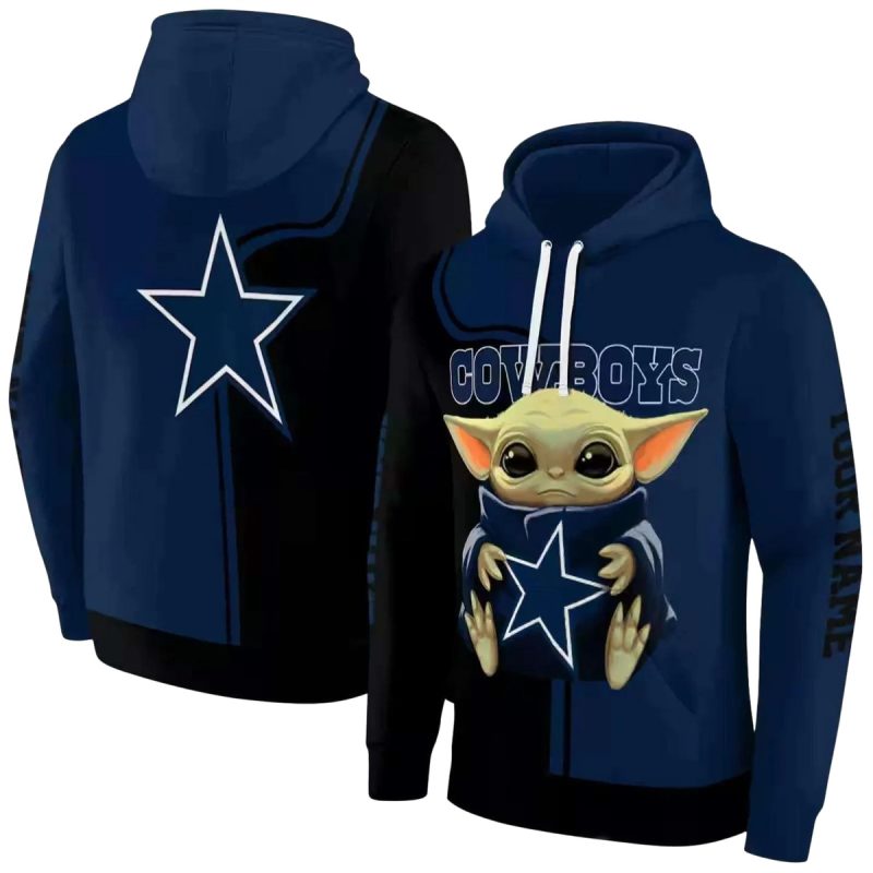 Personalized Dallas Cowboys Baby Yoda Blue Black Aop Hoodie 1