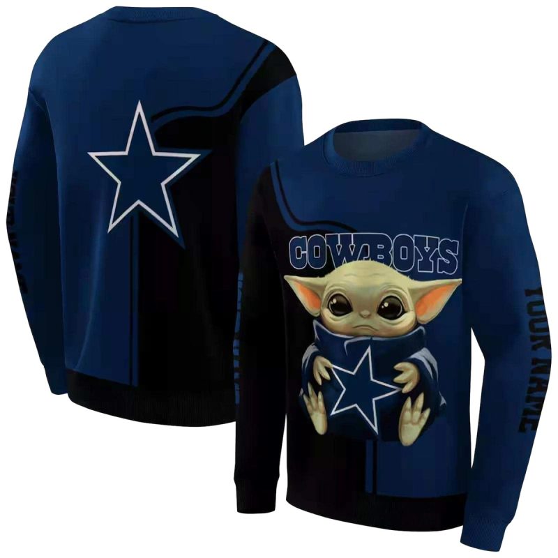 Personalized Dallas Cowboys Baby Yoda Blue Black Aop Sweatshirt 1