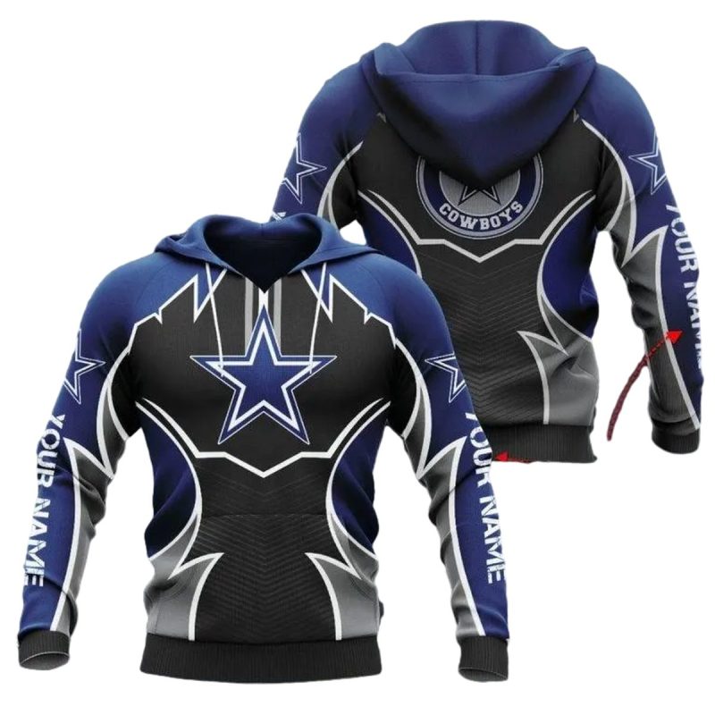 Personalized Dallas Cowboys Blue Black Logo Center Aop Hoodie 1