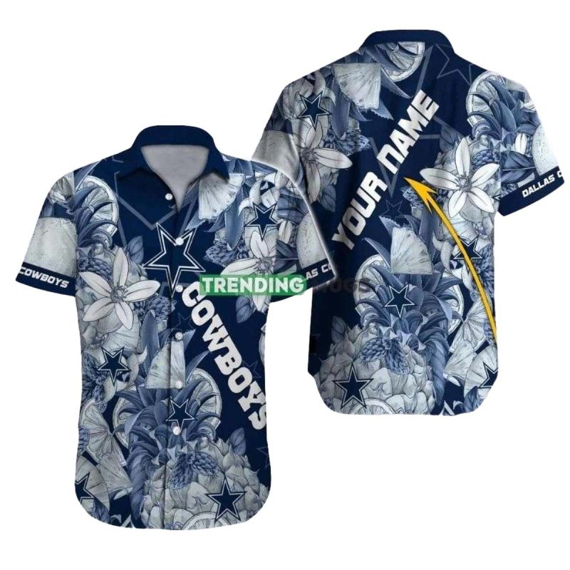 Personalized Dallas Cowboys Blue Floral Nice Logo Hawaiian Shirt 1