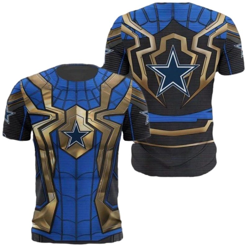 Personalized Dallas Cowboys Blue Golden Spider Man Aop T Shirt 1