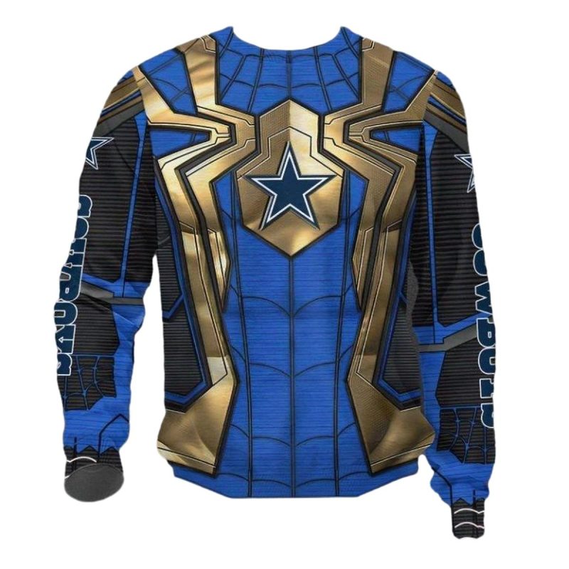 Personalized Dallas Cowboys Blue Golden Spider Man Cosplay Aop Sweatshirt 1