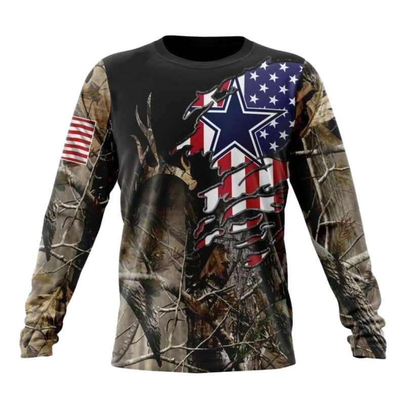 Personalized Dallas Cowboys Camo Realtree Hunting Aop Sweatshirt 1