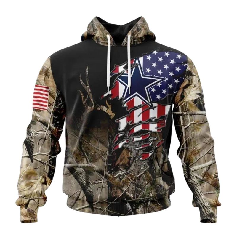 Personalized Dallas Cowboys Camo Realtree Hunting Hoodie 1