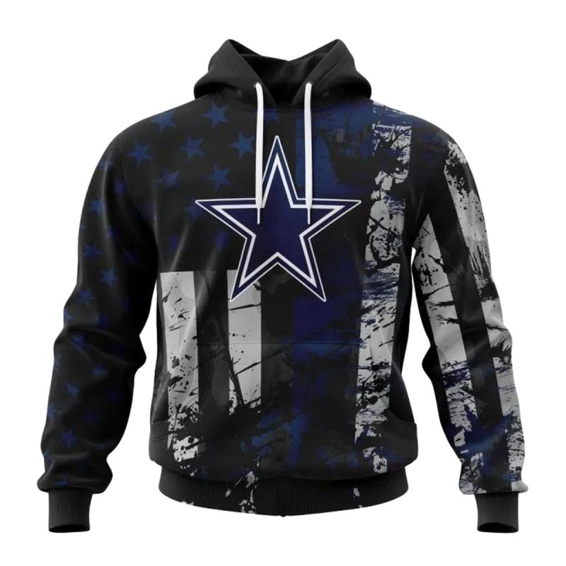 Personalized Dallas Cowboys Classic Grunge American Flag Aop Hoodie 1