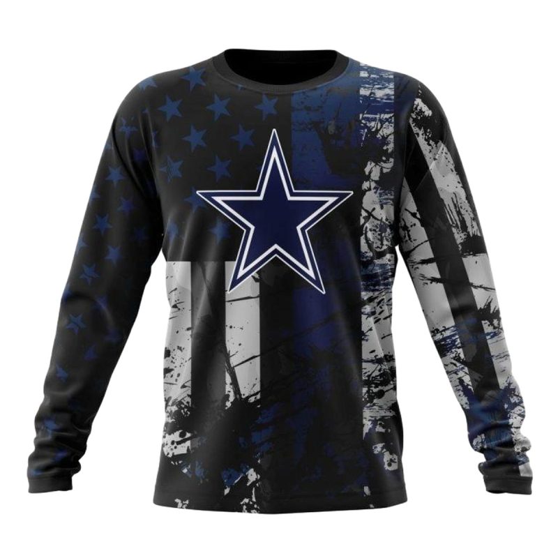 Personalized Dallas Cowboys Classic Grunge American Flag Aop Sweatshirt 1