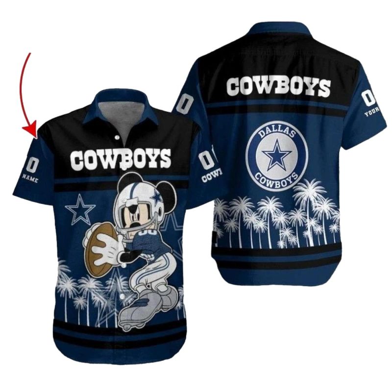 Personalized Dallas Cowboys Coconut Tree Touchdown Mickey Hawaiian Shirt 1
