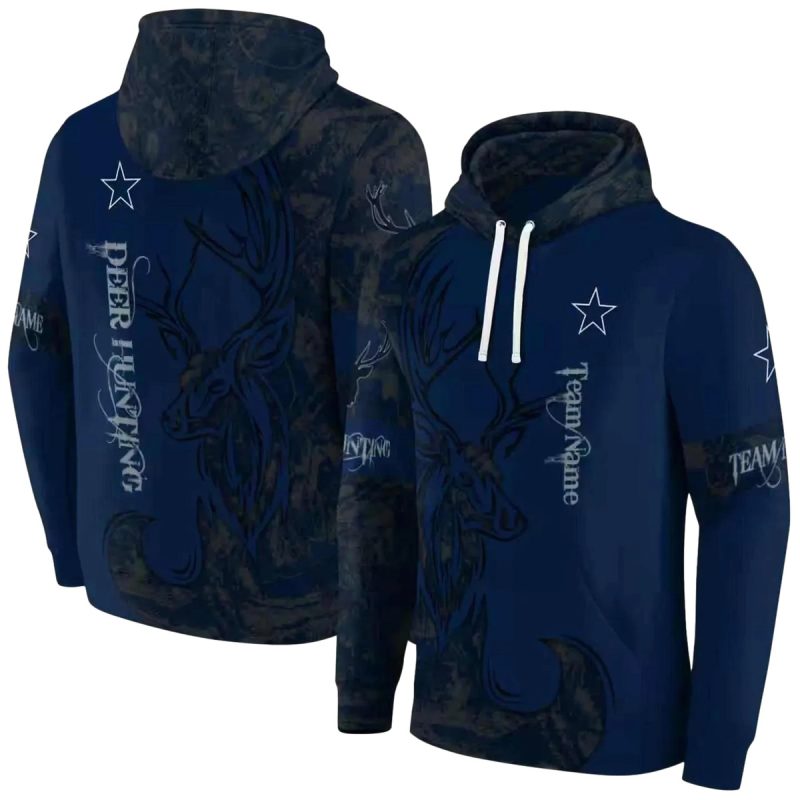 Personalized Dallas Cowboys Deer Silhouette Blue Aop Hoodie 1