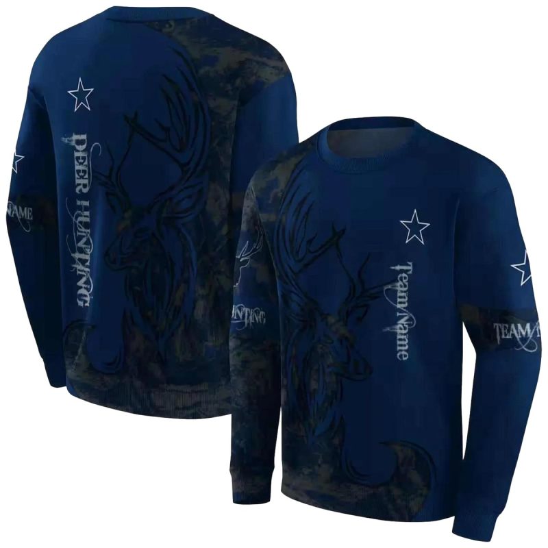 Personalized Dallas Cowboys Deer Silhouette Blue Aop Sweatshirt 1
