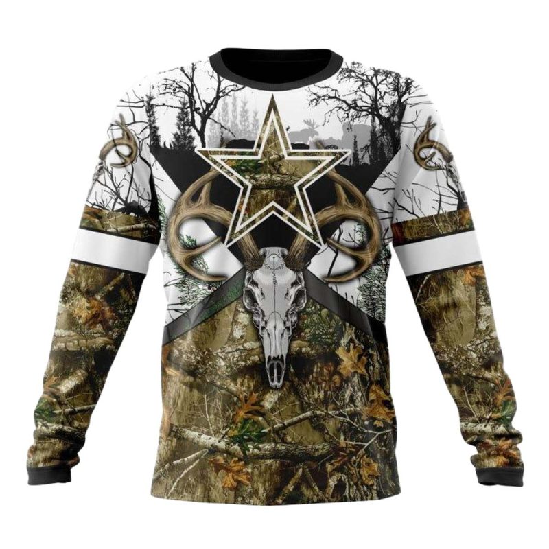Personalized Dallas Cowboys Deer Skull And Forest Aop Sweatshirt 1