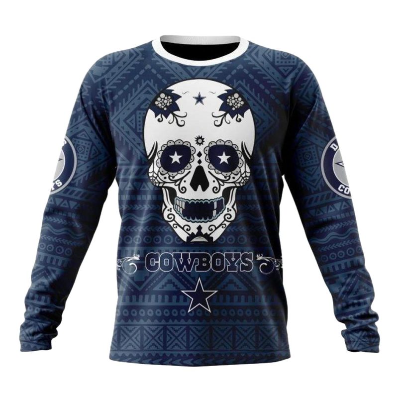 Personalized Dallas Cowboys Dia De Muertos Skull Flower Aop Sweatshirt 1